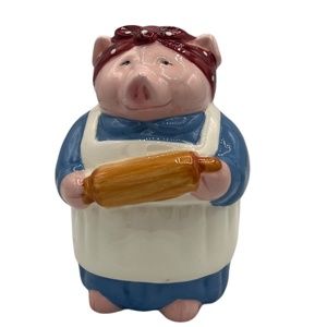 Piggy salt shaker ceramic figurine, Clay Art, San Francisco made in Philippines